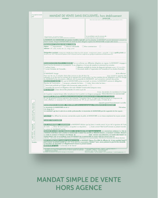 Mandat simple de vente hors établissement - lot de 25