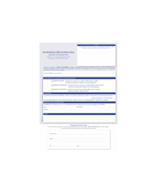 Information précontractuelle  transaction - lot de 25