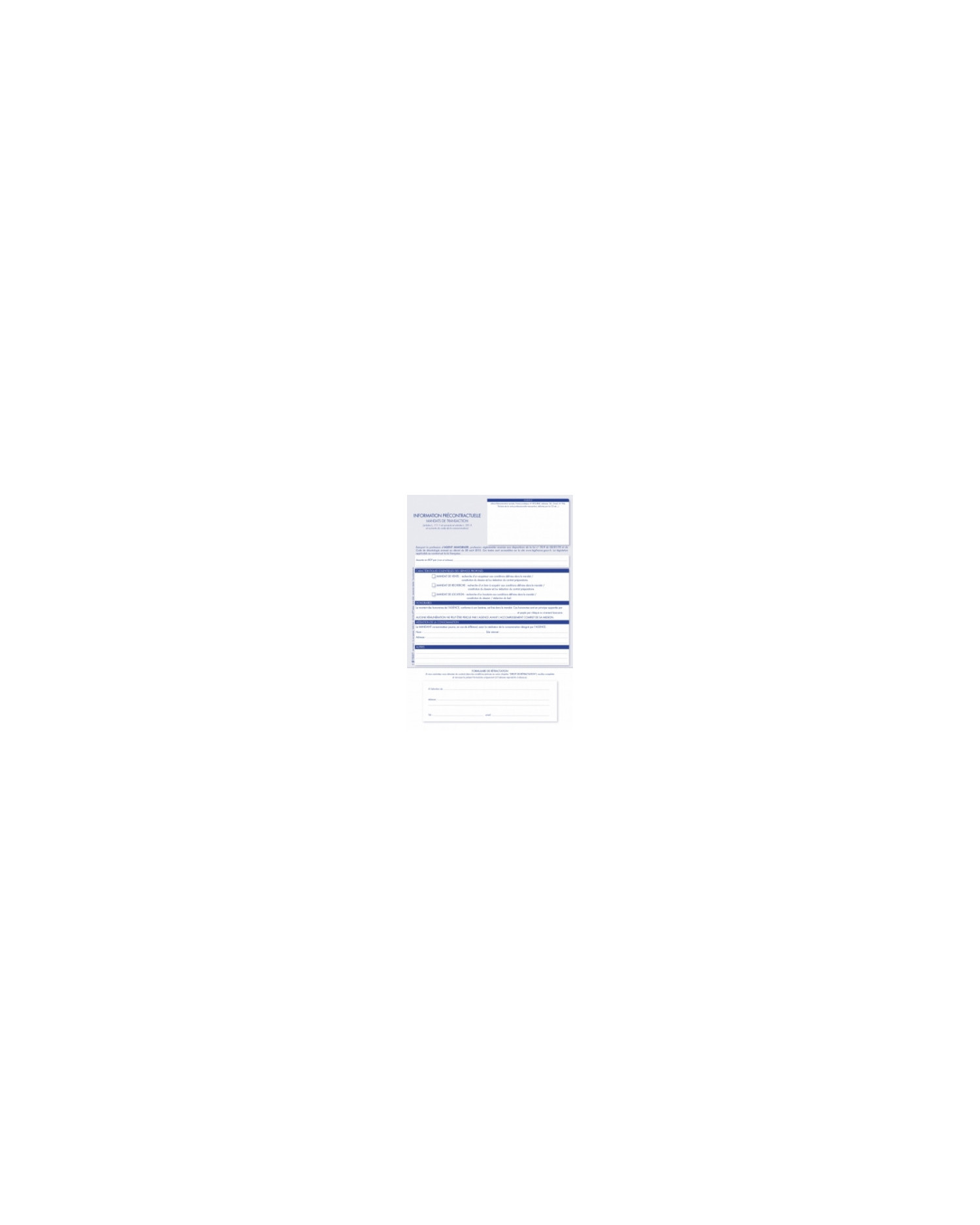 Information précontractuelle  transaction - lot de 25