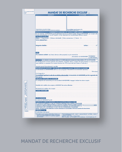 Mandat de recherche exclusif - lot de 25