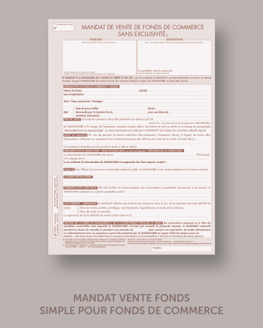 Mandat simple de vente de fonds de commerce - lot de 25