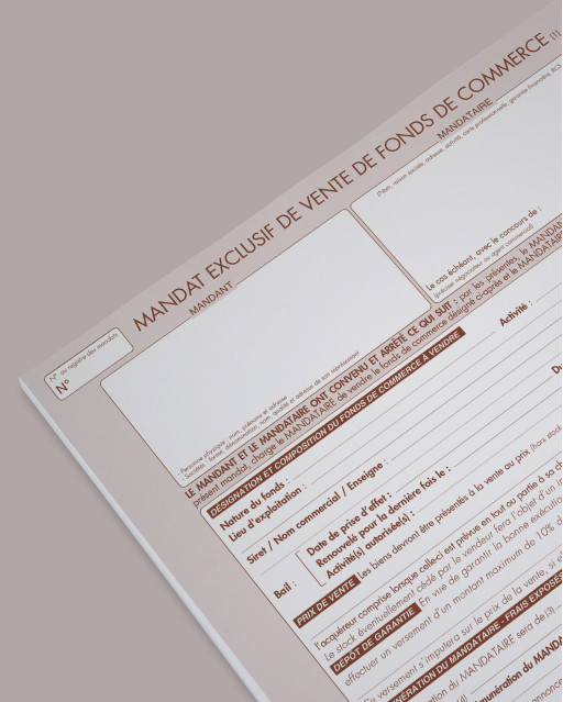 Mandat exclusif de vente de fonds de commerce - lot de 25
