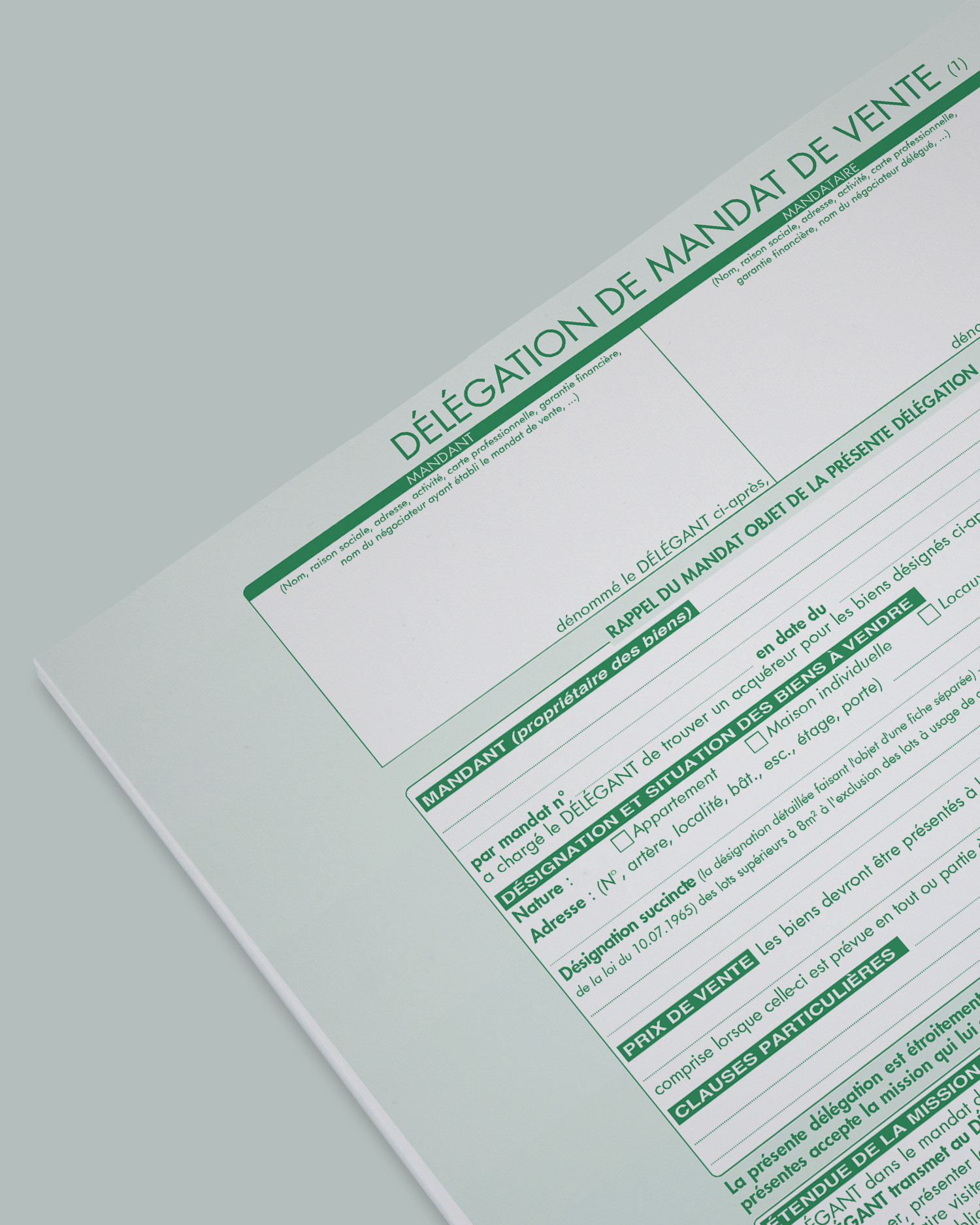 Délégation de mandat de vente - lot de 25